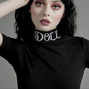Widow Doll Mock Neck Tee